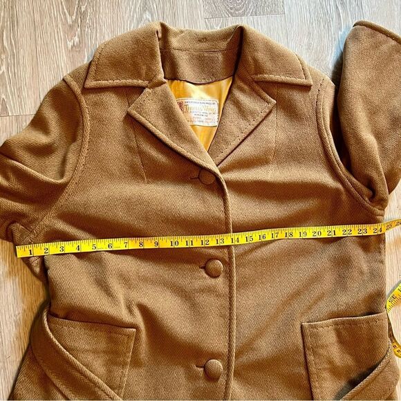 70s CASHMERE WRAP COAT TAN RELAXED MINIMALIST CUSTOM TAILORED XL HERMES XL - Picture 14 of 16